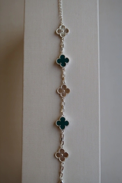 Pulseira Trevos Verde Banhado a Prata - comprar online