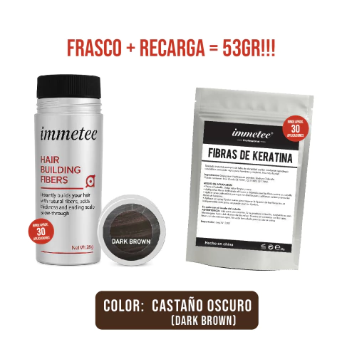 STARTER - Pack Capilares Immetee - Frasco 28g + Recarga 25g | Disimula la caída del cabello al instante | - comprar online
