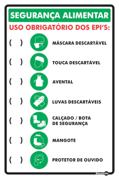 PS899 Segurança Alimentar Uso Obrigatório de EPI's - PS 1,5mm - 30x20cm