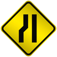 Placa A21b Estreitamento de pista à esquerda