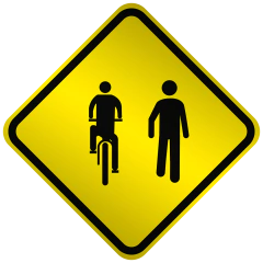 Placa A30c Trânsito compartilhado por ciclistas e pedestres