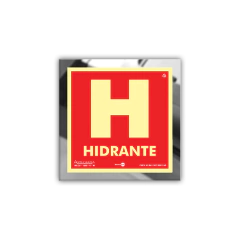Placa em Aço INOX Espelhado Fotoluminescente - Hidrante (H)