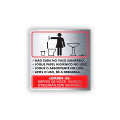 Placa em Aço INOX - Não Suba no Vaso