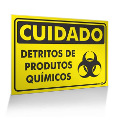Placa Cuidado - Detritos de Produtos Químicos