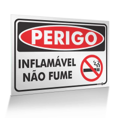 Placa Perigo - Inflamável Não Fume