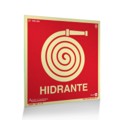 Placa Fotoluminescente - Hidrante c/ Texto e Pictograma