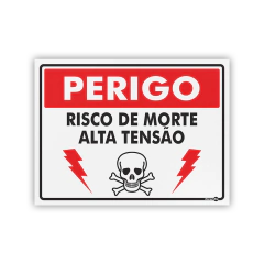 Placa Perigo - Risco de Morte Alta Tensão (c/ Pictograma)