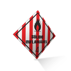 Placa Rótulo de Risco Classe 4 Sólido Inflamável