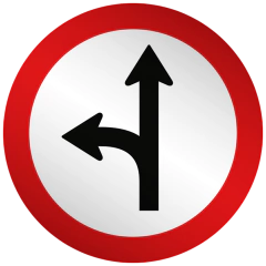 Placa R25c Siga em frente ou à esquerda