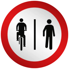 Placa R36a Ciclistas à esquerda, pedestres à direita