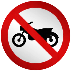 Placa R37 Proibido trânsito de motocicletas, motonetas e ciclomotores
