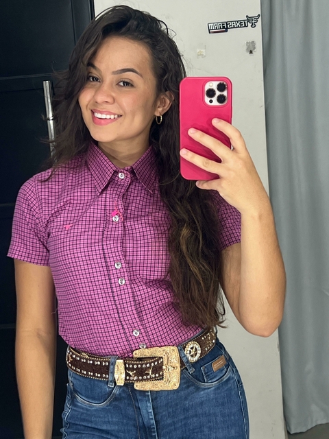 Camisa feminina manga curta laço forte