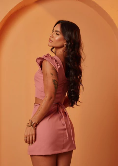 Conj Short Saia Clarice Rose - Loja Santa Bela