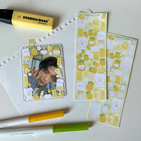 Cartela de adesivos cachorrinho abacaxi