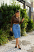 Saia Feminina Midi Jeans Claro Samara