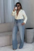 Calça Wide Leg Jeans com Elastano Ella