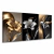 Quadro Decorativo Floral Triplo dourado prata e preto - Visual Quadros