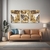 Quadro Decorativo Kit 3 Telas, Abstração Folhas Secas