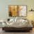 Quadro Decorativo Kit 2 Quadros Abstrato em Canvas Pintura de Arte Branca Dourada, com Pincelada de óleo