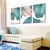 Quadro Decorativo Kit 3 Telas Floral Azul e Rosa
