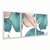 Quadro Decorativo Kit 3 Telas Floral Azul e Rosa - Visual Quadros