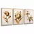 Quadro Decorativo Floral Triplo Dourado Stil