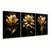 Quadro Decorativo Kit 3 Telas Rosa Dourada - Visual Quadros