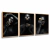 Quadro Decorativo Kit 3 Telas Mulher Preto e Dourado - Visual Quadros