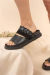 Sandalias Violeta Cuero Negro - Citadina