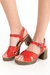 Sandalias Bruselas Cuero Rojo