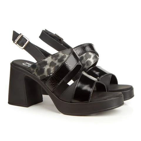 Sandalias Eliza Cuero Negro - comprar online