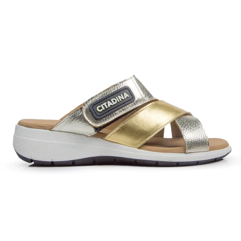 Sandalias Genica Cuero Oro - comprar online