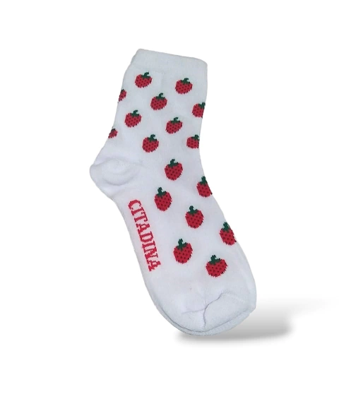 Medias Largas Frutillas Blanco