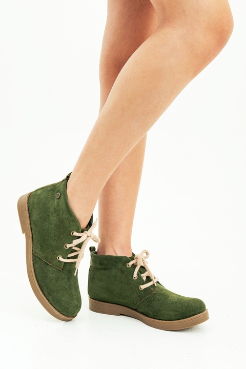 Botineta Mara Gamuza Verde - comprar online
