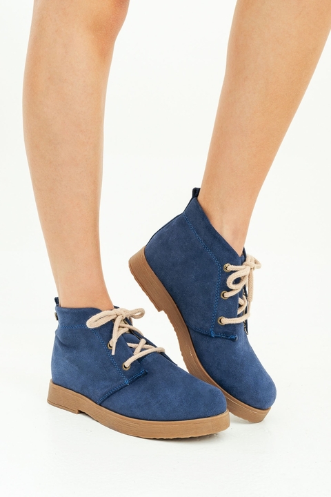 Botineta Mara Gamuza Azul - comprar online