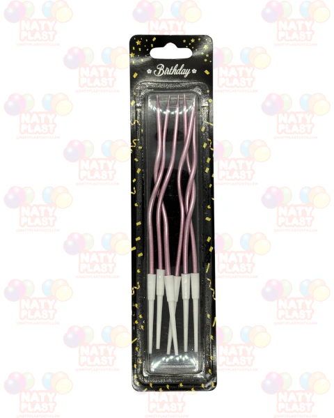 Velas onduladas metalizadas x 6 u. (varios colores)
