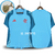 Camisa de treino azul ciano do Flamengo, modelo 2025/26, com logotipo do time e detalhes em vermelho.