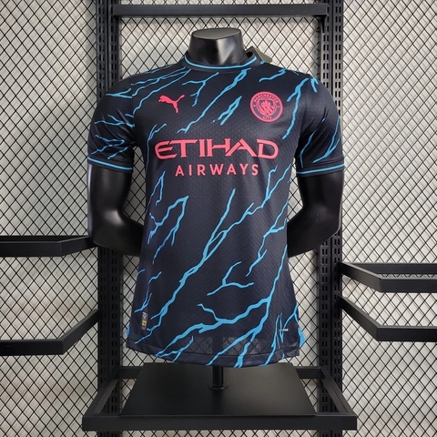 Camisa Manchester City Thrid Away 23/24 - Jogador Masculina Preta
