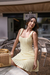 SAIA DE LINHO CURTA PLISSADA ISABELLE AMARELA - comprar online