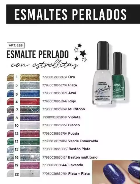 ESMALTE PERLADO CON ESTRELL KATALIA (196) [aclarar colores por whatsapp]