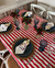 Mantel Rectangular Rayas Rojas
