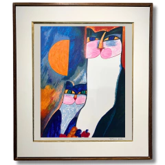 Aldemir Martins serigrafia "Gatos Azuis"