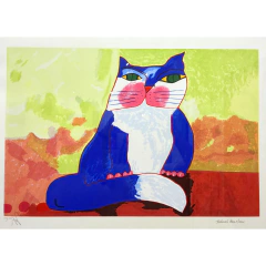 Aldemir Martins serigrafia "Gato Azul" - comprar online