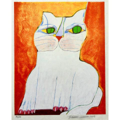 Aldemir Martins serigrafia assinada "Gato Branco" - comprar online