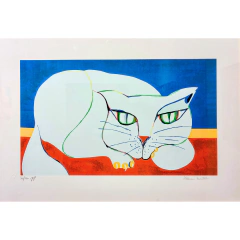 Aldemir Martins serigrafia "Gato Branco" - comprar online