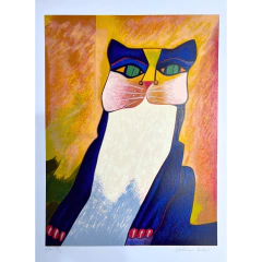 Aldemir Martins serigrafia "Gato Azul" 4 - comprar online