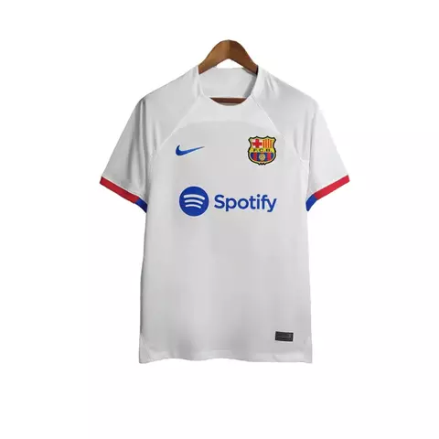 camisa-barcelona-ii-away-23-24-torcedor-torcedora-Fan-masculina-nike-branco e vermelho-europa-espanha-la liga-copa da espanha-champions league