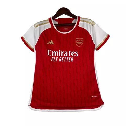 camisa-arsenal-i-home-23-24-torcedora-Fan-feminina-adidas vermelho e branco-europa-inglaterra-premier league-copa da inglaterra-champions league