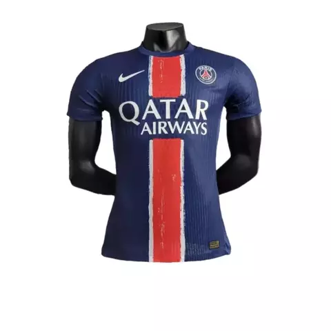 camisa-psg-i-home 24-25-torcedor-torcedora-Fan-femenina-
nike-vermelho e azul-europa-frança-ligue 1-copa da franca-champions league-versao jogador 