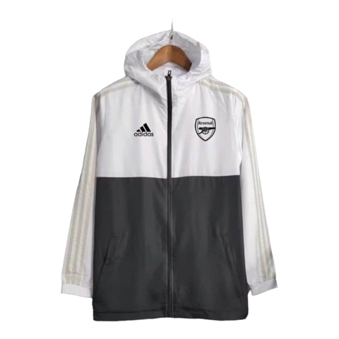 Jaqueta Corta-Vento Arsenal 23/24 - Branca com detalhes em preto e cinza